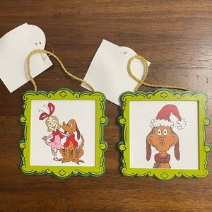 The Grinch Wooden Ornaments Frames of Max and Cindy lou BRAND NEW